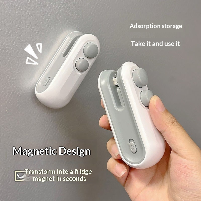 Mini selladora 2 en 1, máquina para abrir bolsas de snacks, selladora USB doméstica, selladora al vacío, selladora de bolsas de plástico para snacks.
