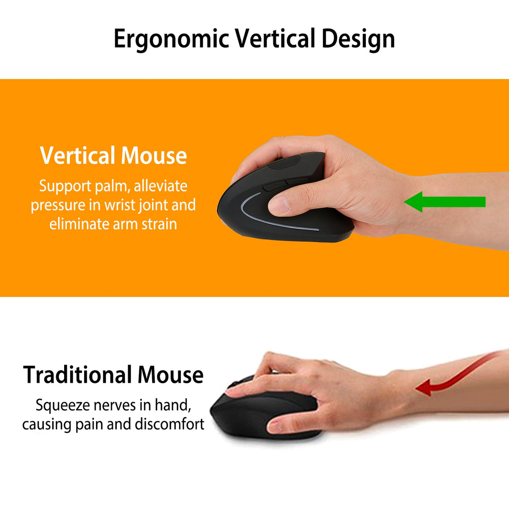 Wireless vertical mouse compatible with Windows and macOS – Tepuy®