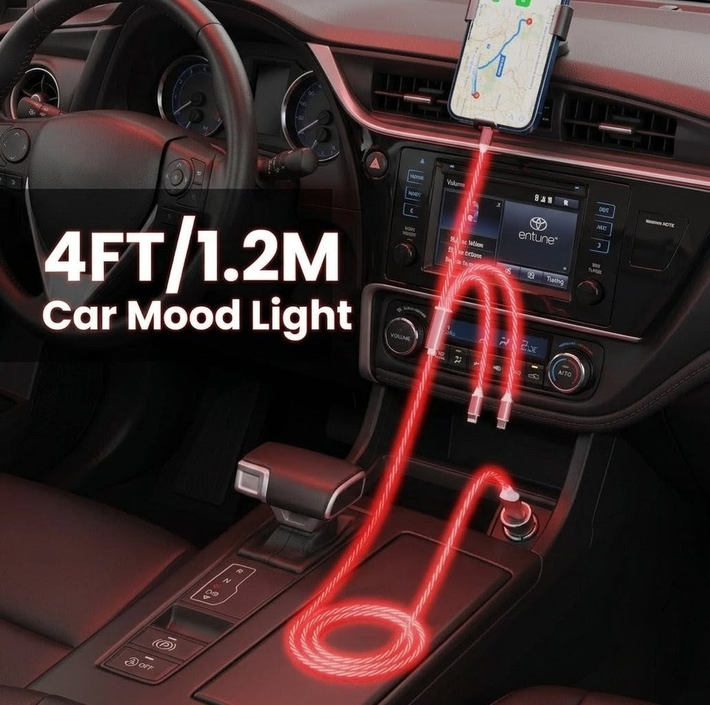 Light your way

LED Cable
3-in-1 ⚡ Charges iPhone + Android + Micro USB simultaneously. With LED light.