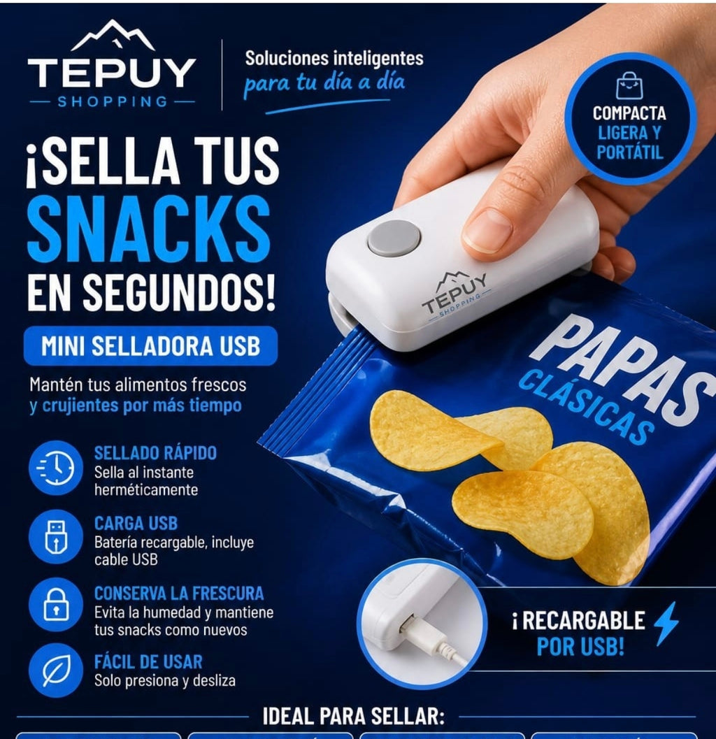 Mini selladora 2 en 1, máquina para abrir bolsas de snacks, selladora USB doméstica, selladora al vacío, selladora de bolsas de plástico para snacks.