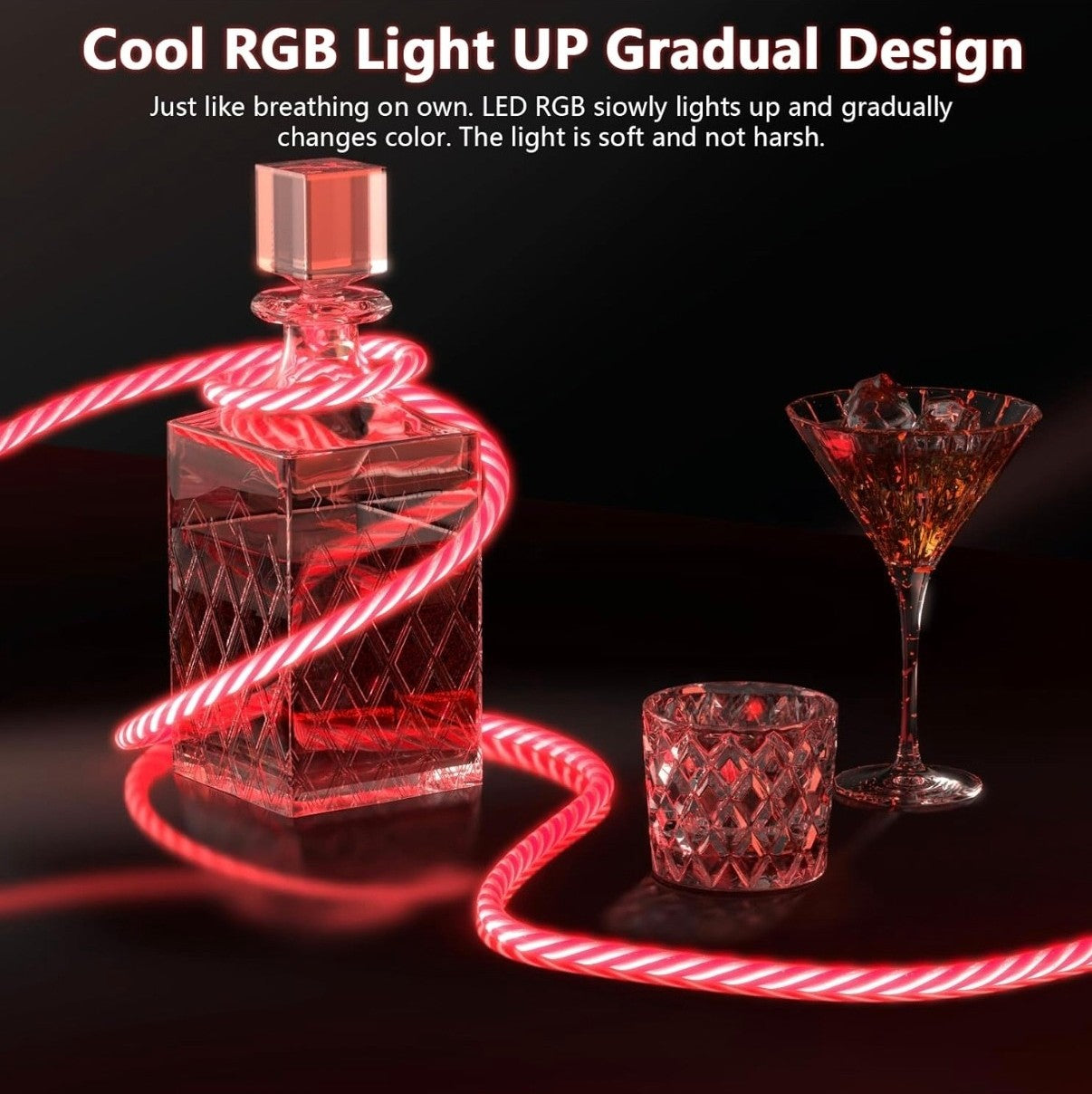 Tepuy® 3-in-1 LED Fast Charging Cable – USB-C, Micro USB & iPhone | Glowing Charger Cord